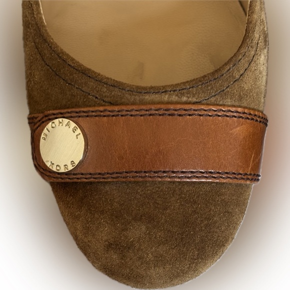 Michael Michael Kors | Brown Suede Pumps | Wooden Heel & Logo Strap | 8.5M - Picture 7 of 11